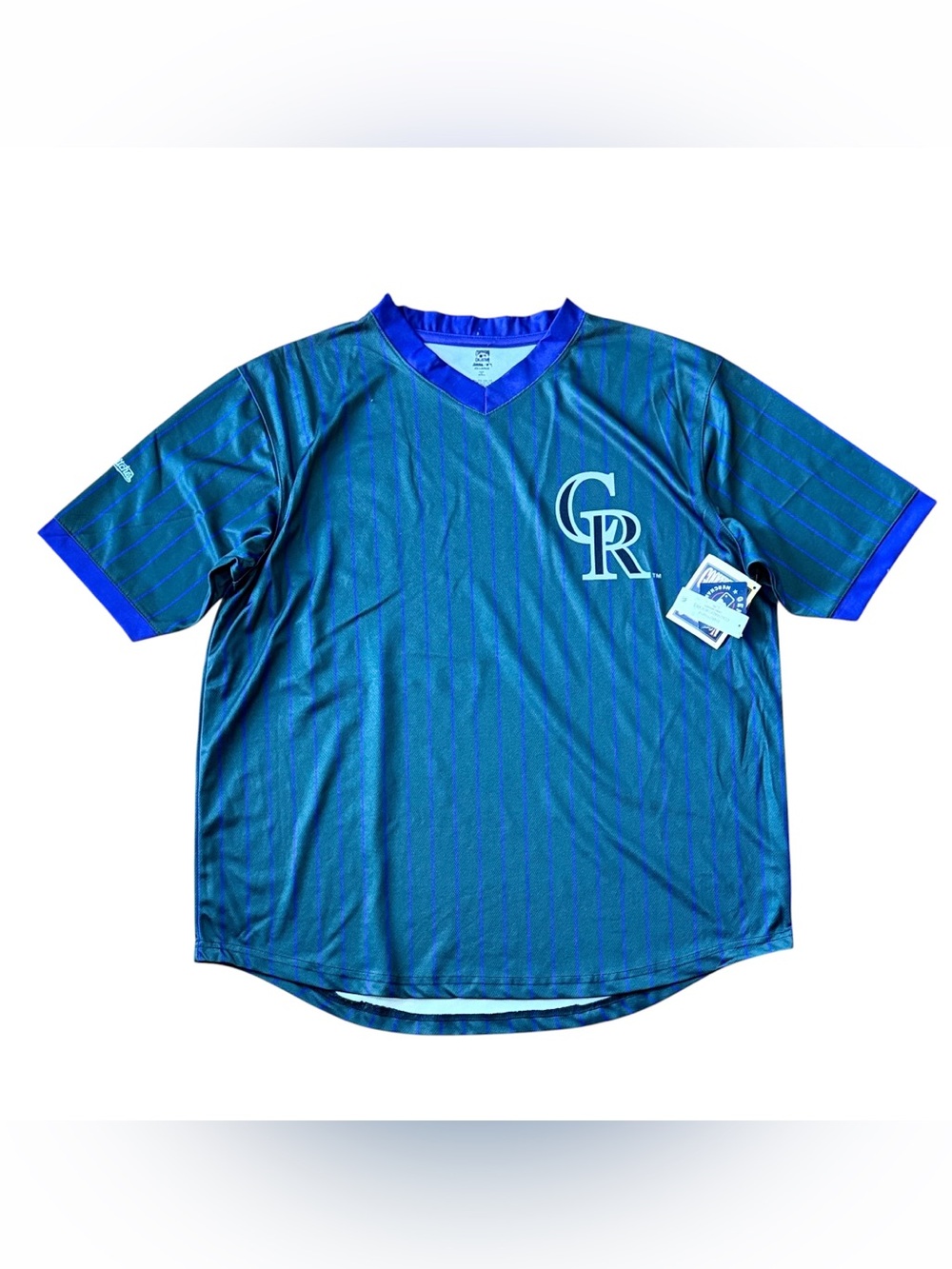 Colorado Rockies Blue Short-Sleeve Pinstripe Jersey